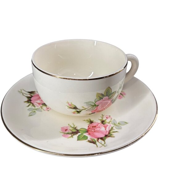 Vintage Royal Wilton Cup & Saucer Set 22K Gold Trim Pink Roses - Picture 1 of 7